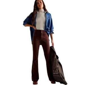 We The Free People Jayde High Rise Flare Corduroy Pants NEW Rust Brown Womens 27